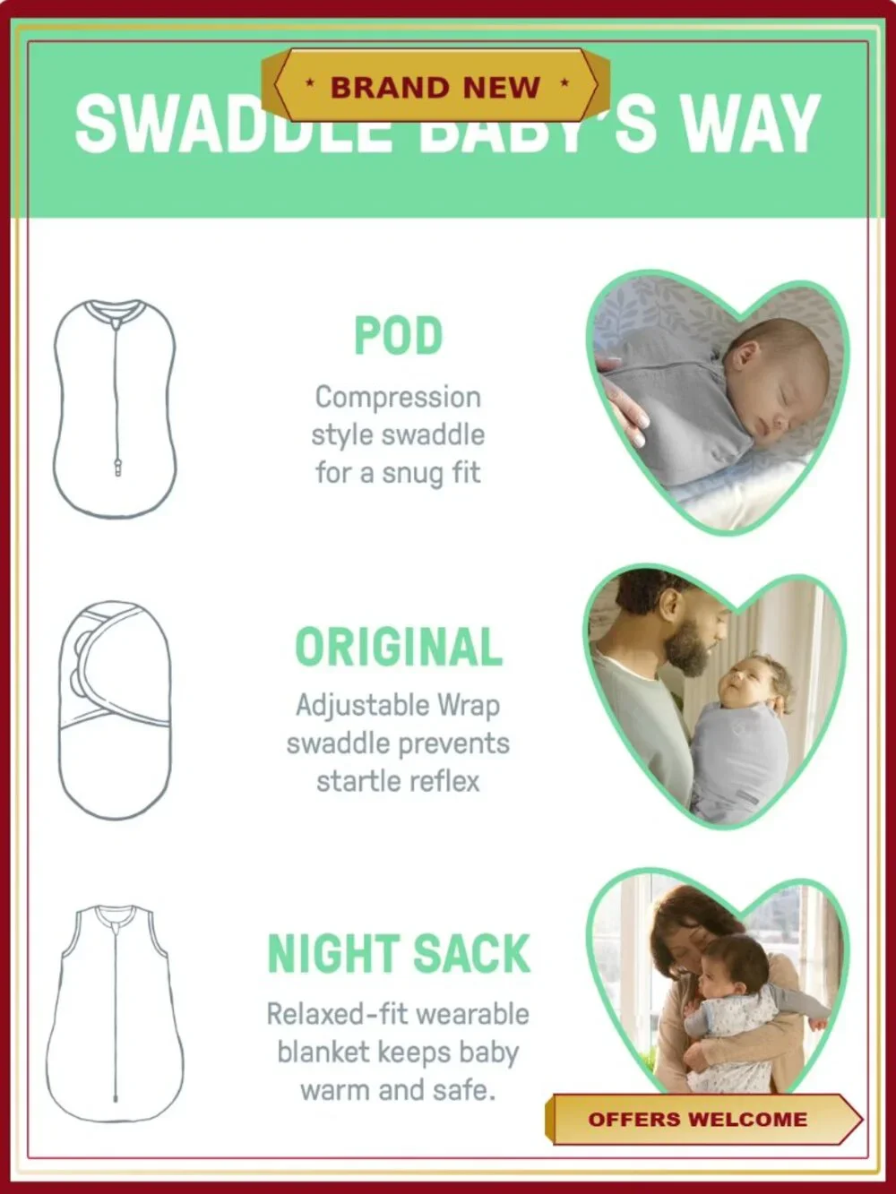 SwaddleMe Baby Swaddle Set 3-Pack Sizes 0-3 Months Original Pod Night Sack